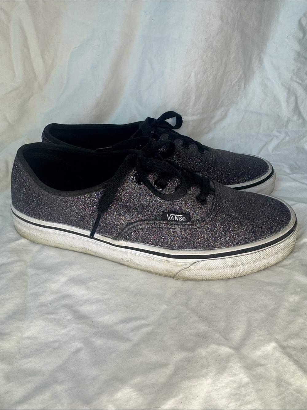 Vans Glitter Canvas Low-Top Sneakers - Black with Multicolor Sparkle